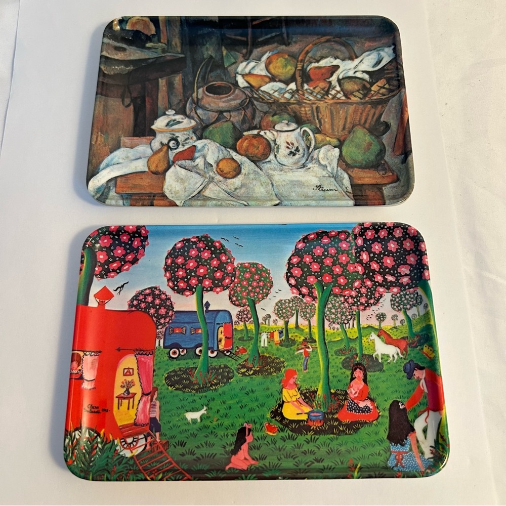 2  vintage Mebel small art print tray  Paul Cézanne Clara Salardi made in Italy